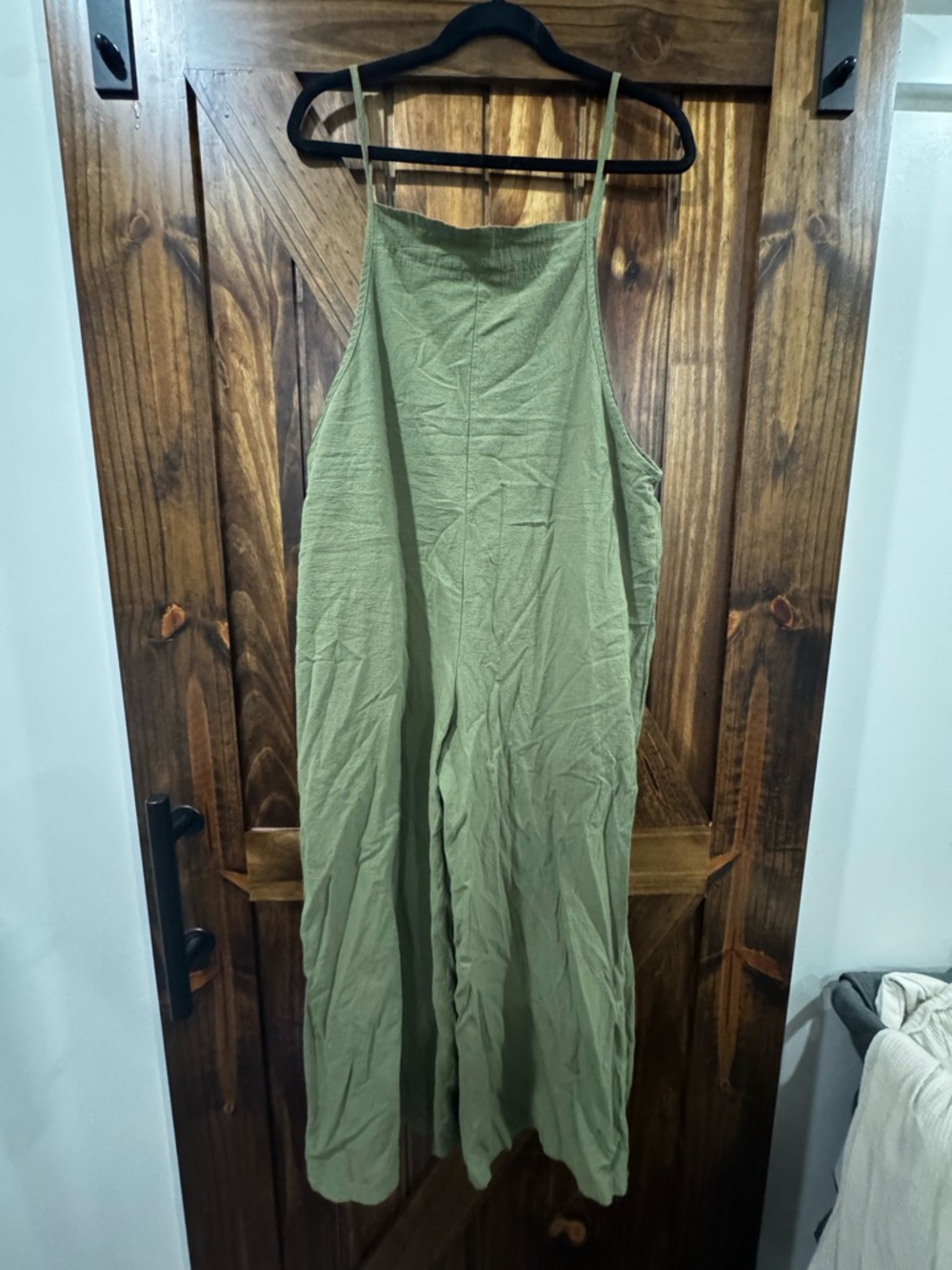 Olive Green Wide-Leg Linen Blend Romper